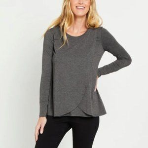 Motherhood Dark Gray Maternity Nursing Long Sleeve Shirt Size S